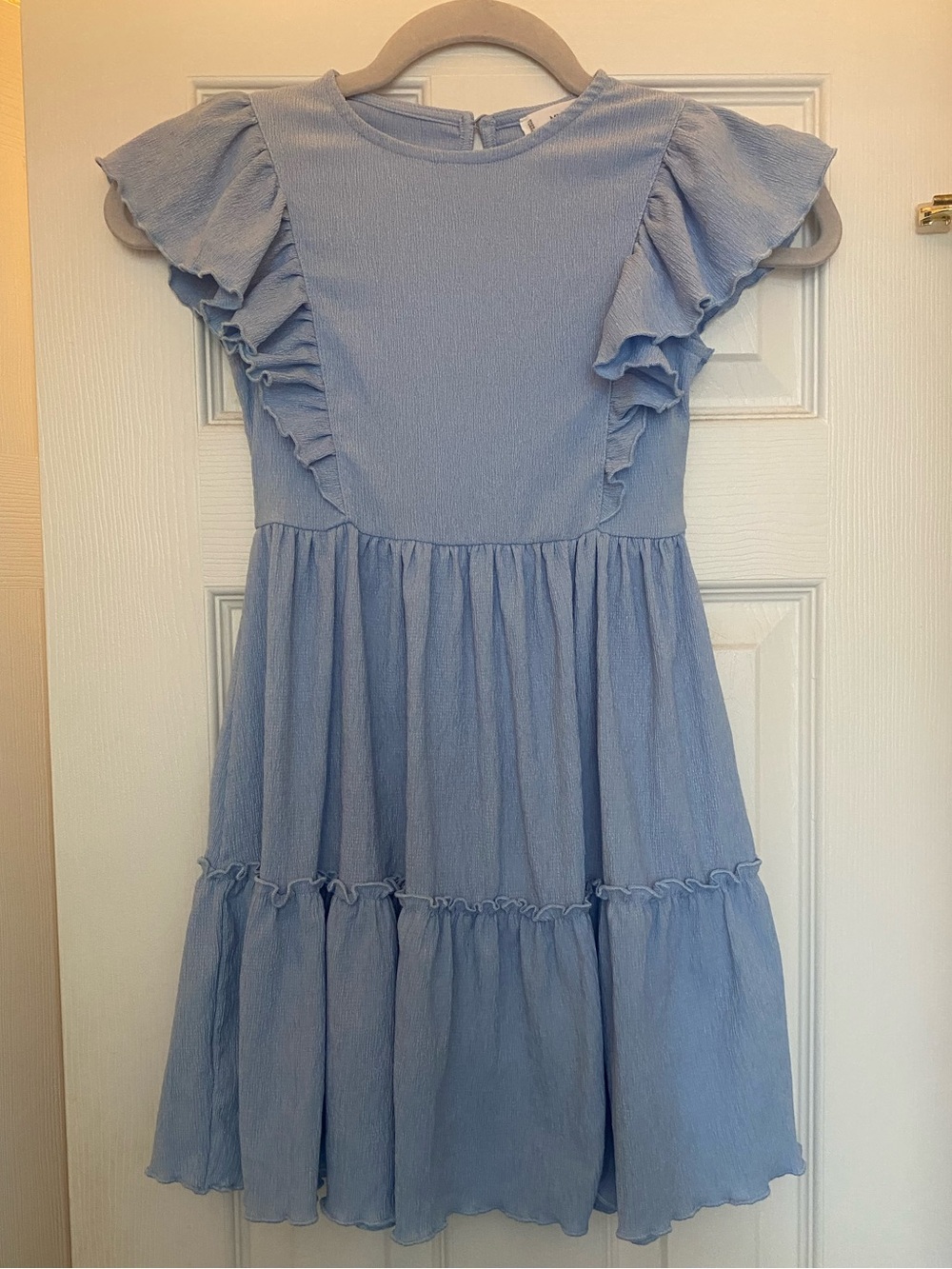 Mango Light Blue Ruffle-Sleeve Girls Dress